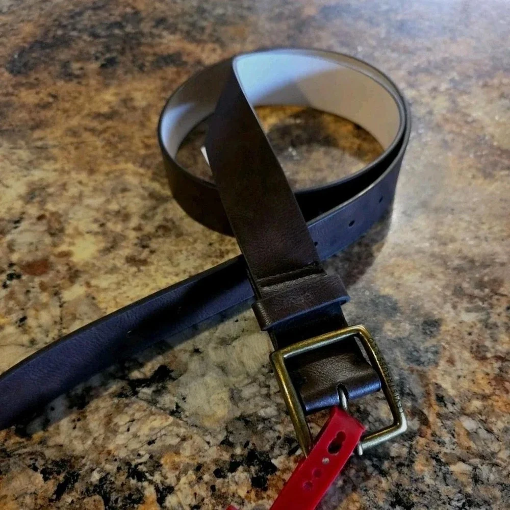 Levi Brown leather belt men's gold buckle